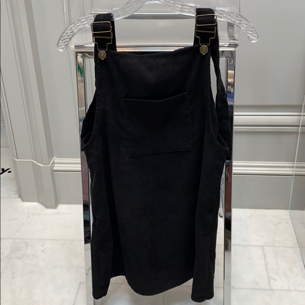 BLACK SIDE ZIP OVERALL MINI DRESS SIZE L
